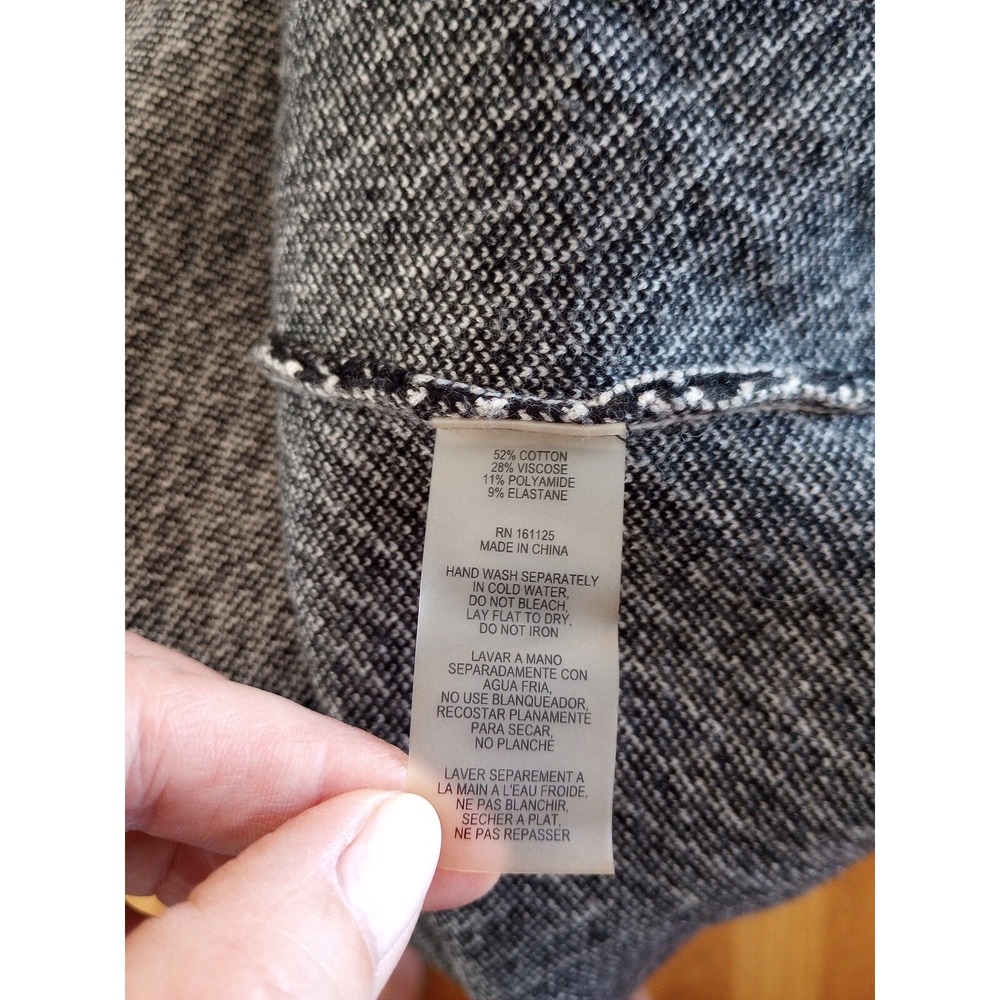 Sioni Ladies Open Front Cardigan Duster Sweater Coat Large Black+White EUC - Picture 9 of 9